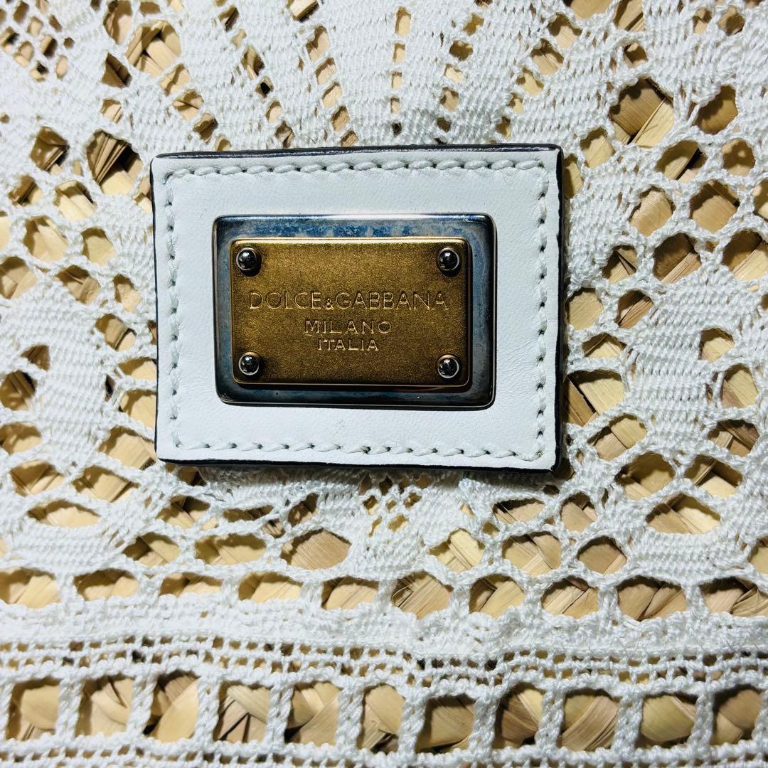 ✨極美品✨DOLCE&GABBANA ラフィアバッグ　カゴバッグ レース ロゴ
