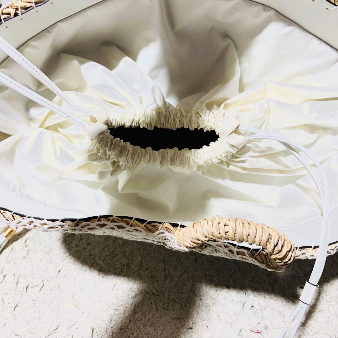 ✨極美品✨DOLCE&GABBANA ラフィアバッグ　カゴバッグ レース ロゴ