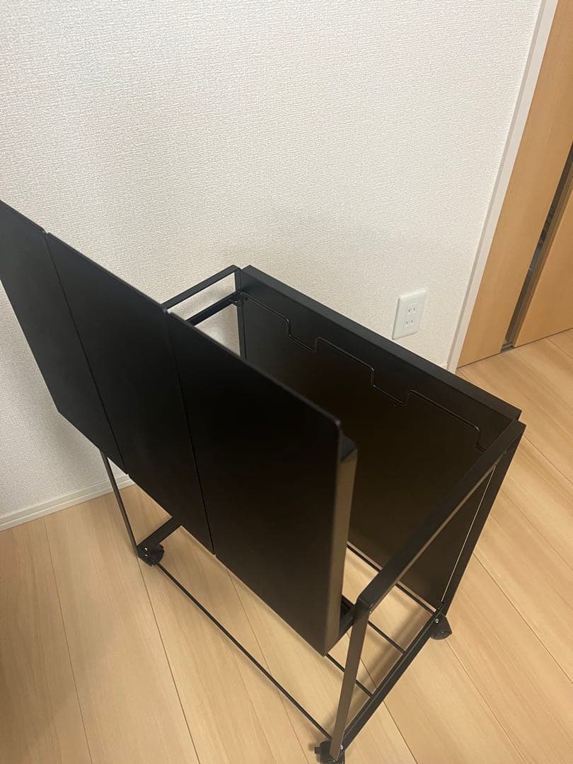 山崎実業 Tower・タワー 目隠し蓋付き 3分別ダストワゴン 黒