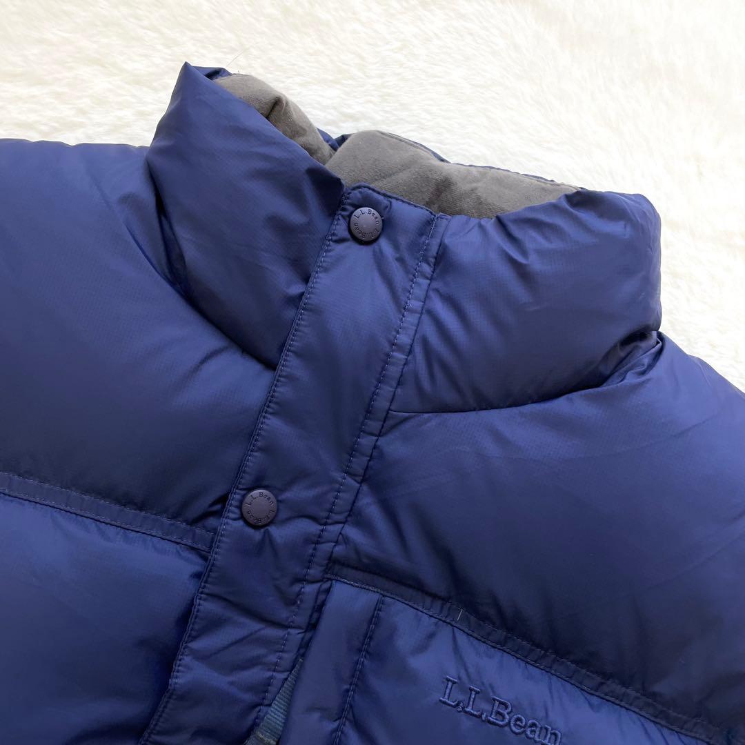 L.L.Bean ダウンベスト 肉厚 ネイビーブルー L 刺繍ロゴ