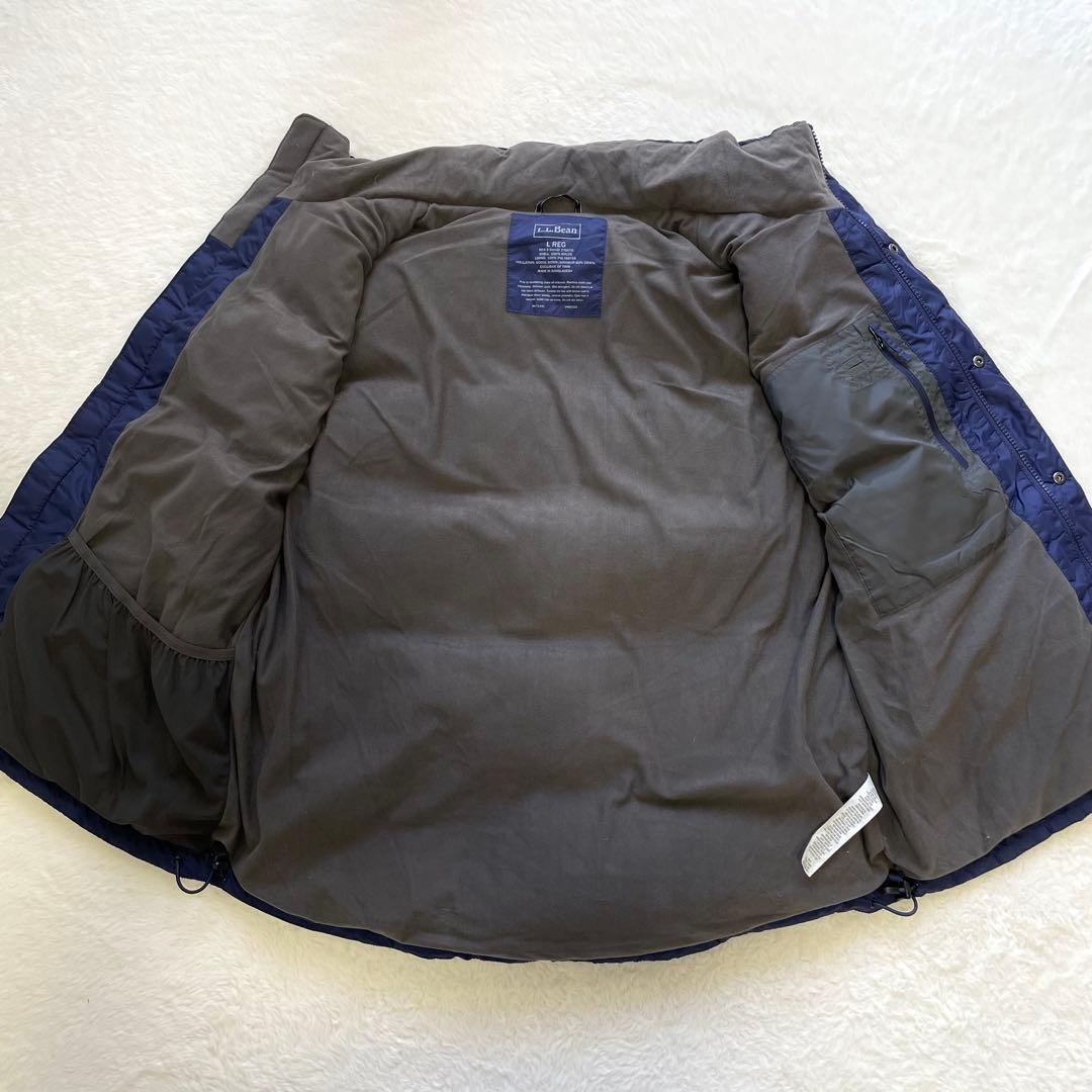 L.L.Bean ダウンベスト 肉厚 ネイビーブルー L 刺繍ロゴ