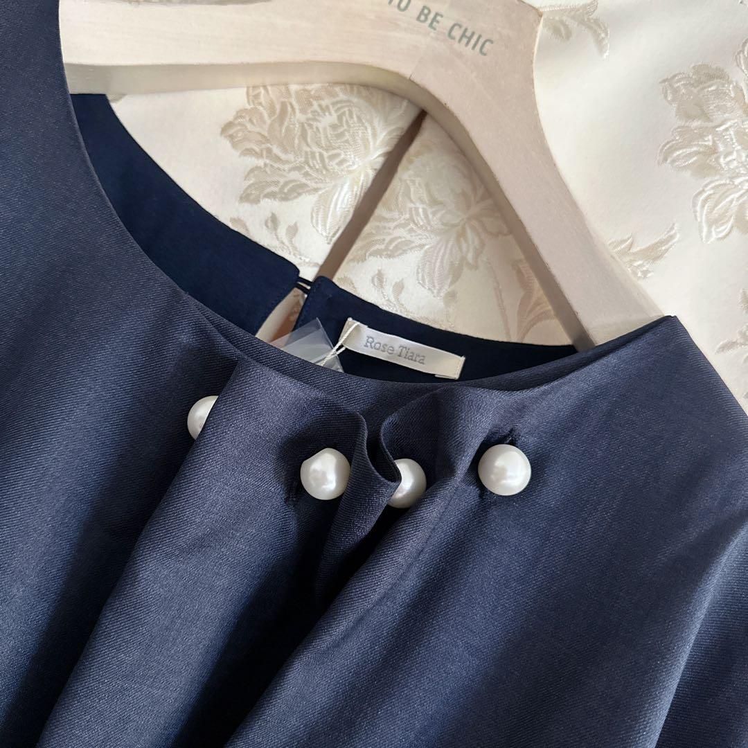 新品 大きいサイズ ローズティアラ パール タック チュニックワンピース