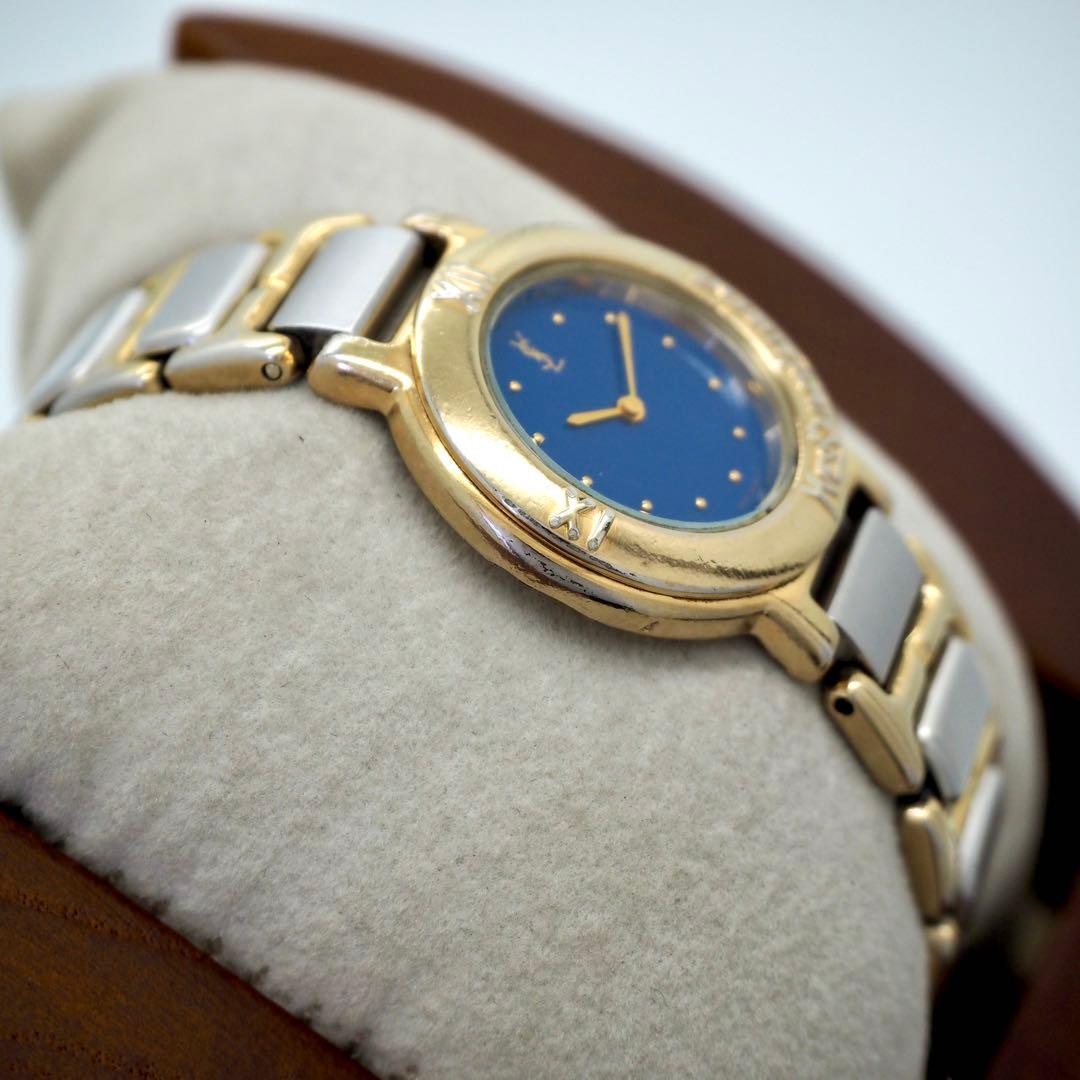 270 イヴサンローラン　レディース 時計 ネイビー ゴールド　ヴィンテージ