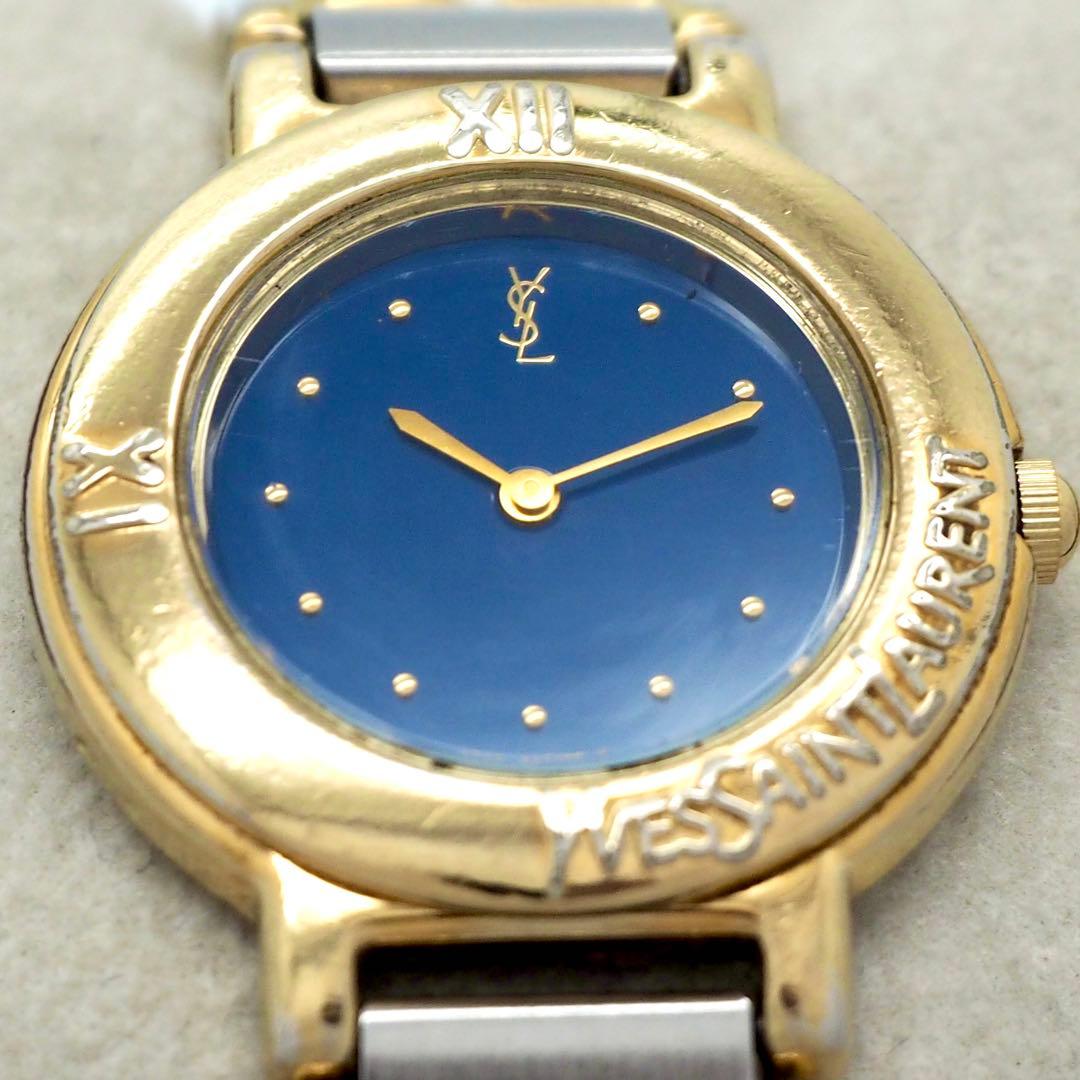 270 イヴサンローラン　レディース 時計 ネイビー ゴールド　ヴィンテージ