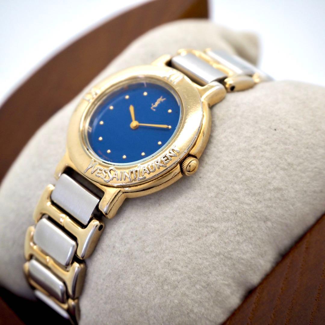 270 イヴサンローラン　レディース 時計 ネイビー ゴールド　ヴィンテージ