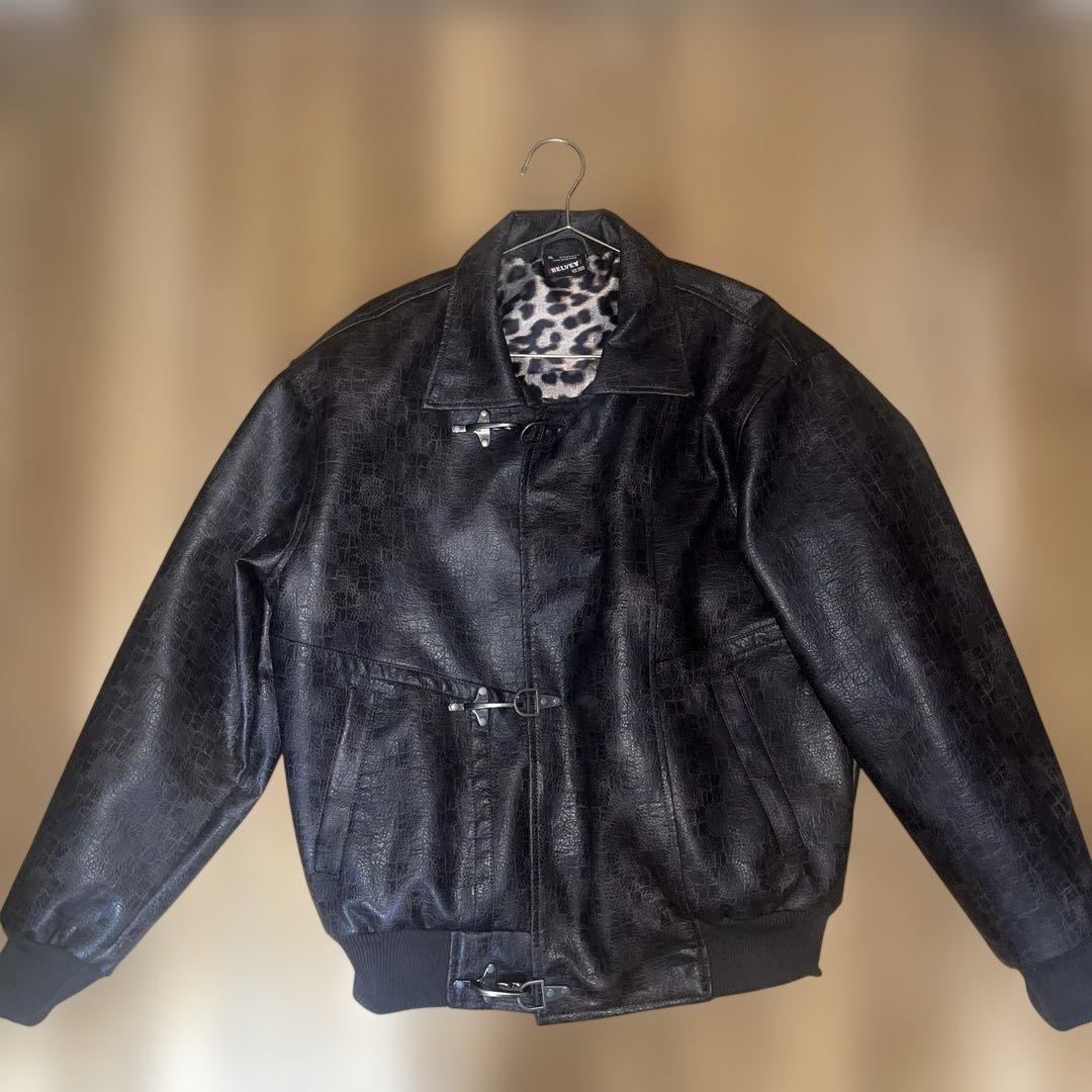 ジャケット・アウター BELVET Leopard Lined Fireman Jacket M