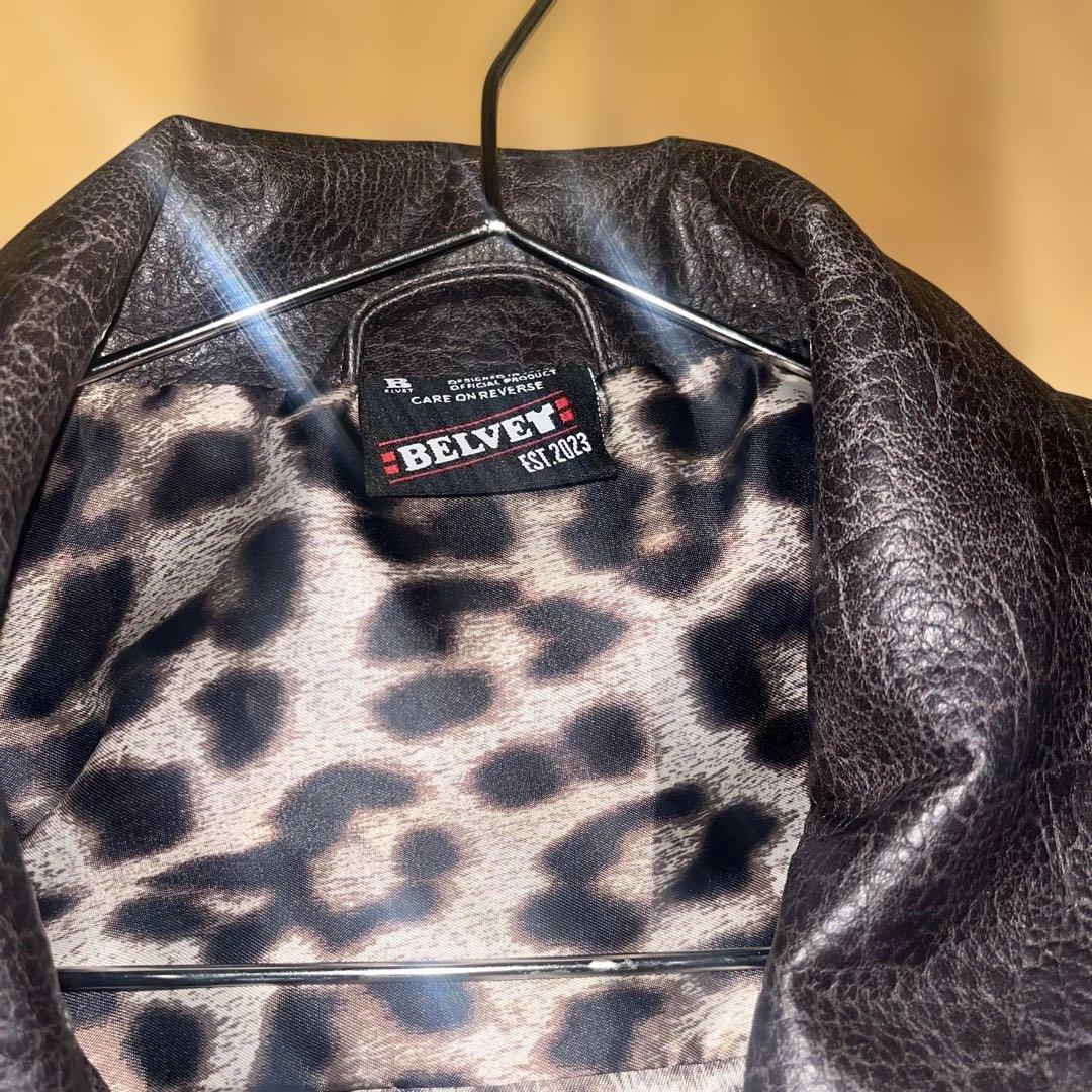 ジャケット・アウター BELVET Leopard Lined Fireman Jacket M