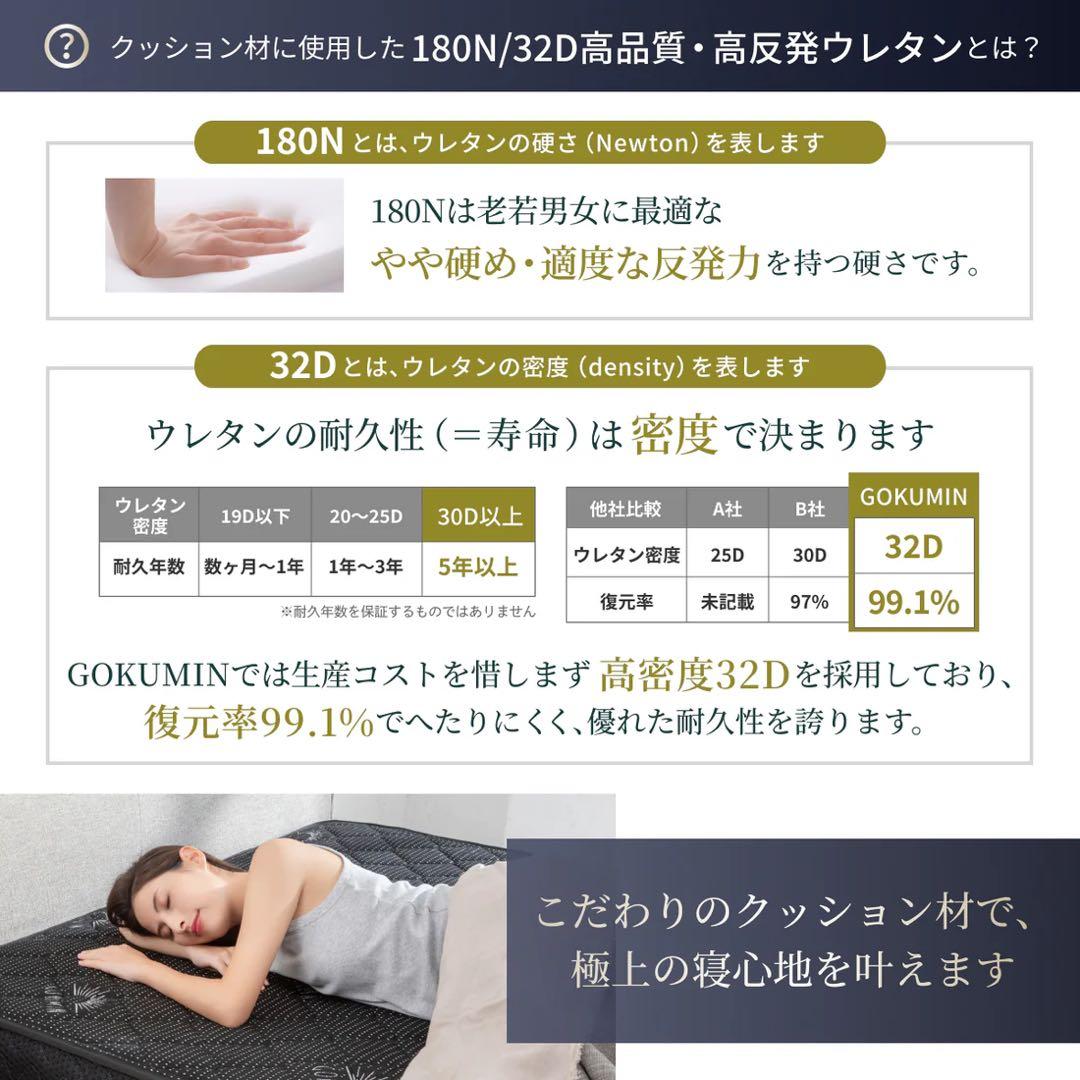 【ネコ】GOKUMIN ポケットコイルマットレス　白　クイーン