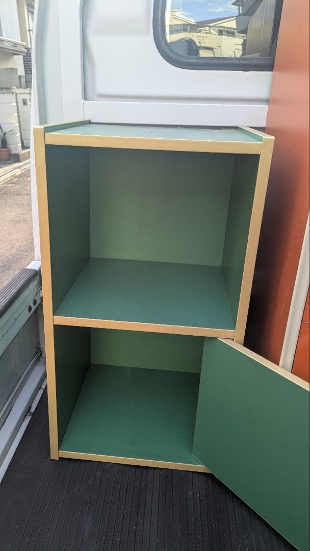 昭和レトロ オレンジ色 引き出し収納 チェスト 箪笥5段と緑レトロポップ 当時物