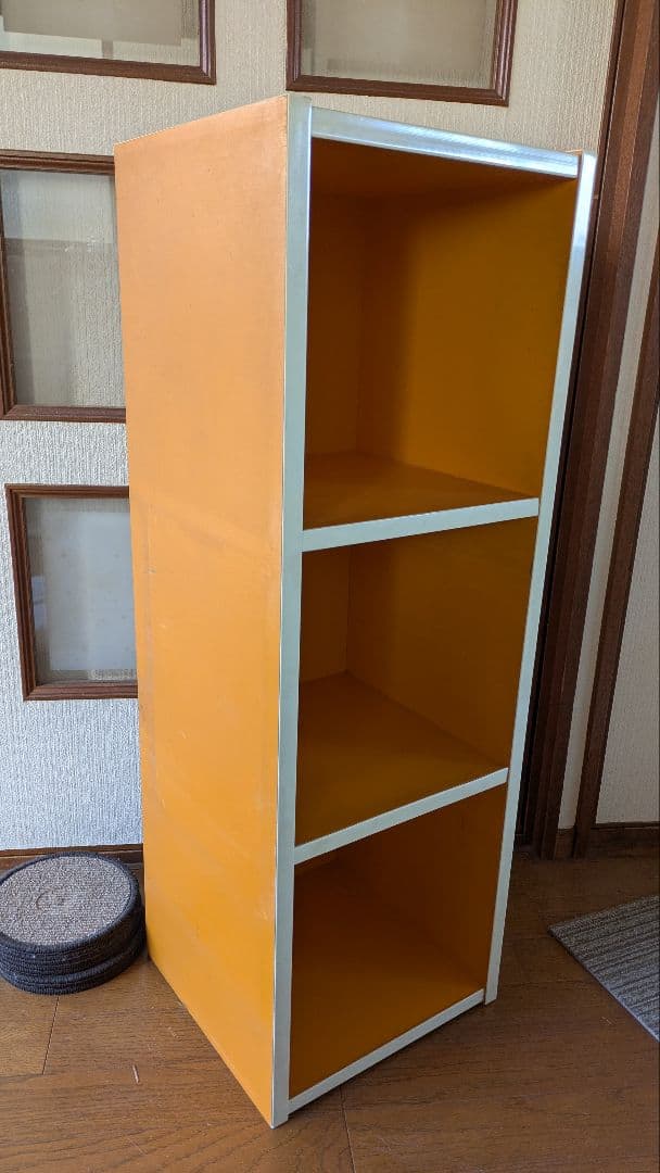 昭和レトロ オレンジ色 引き出し収納 チェスト 箪笥5段と緑レトロポップ 当時物