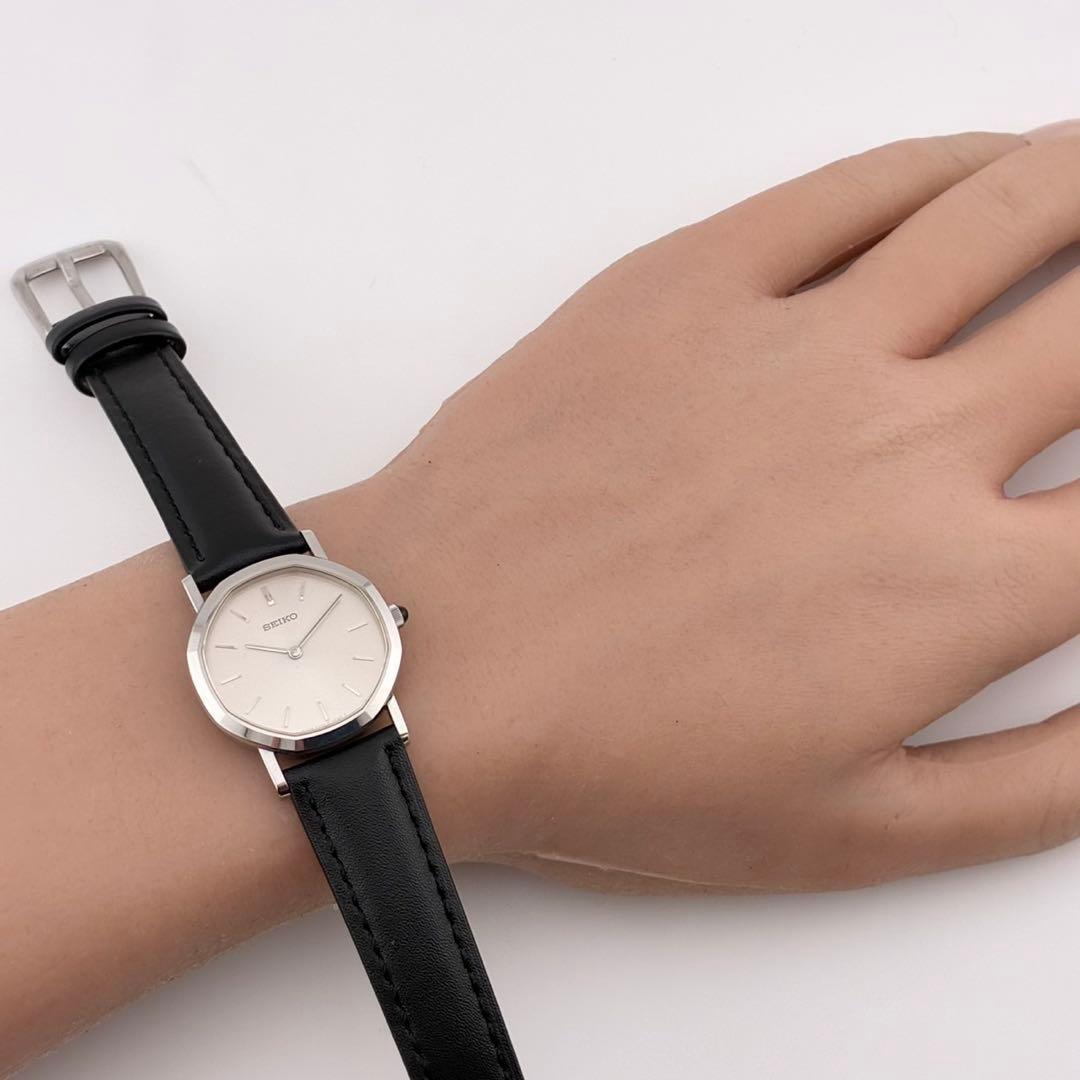 【希少/電池交換済】SEIKO　アシエ　腕時計　新品ベルト　オクタゴン　クォーツ