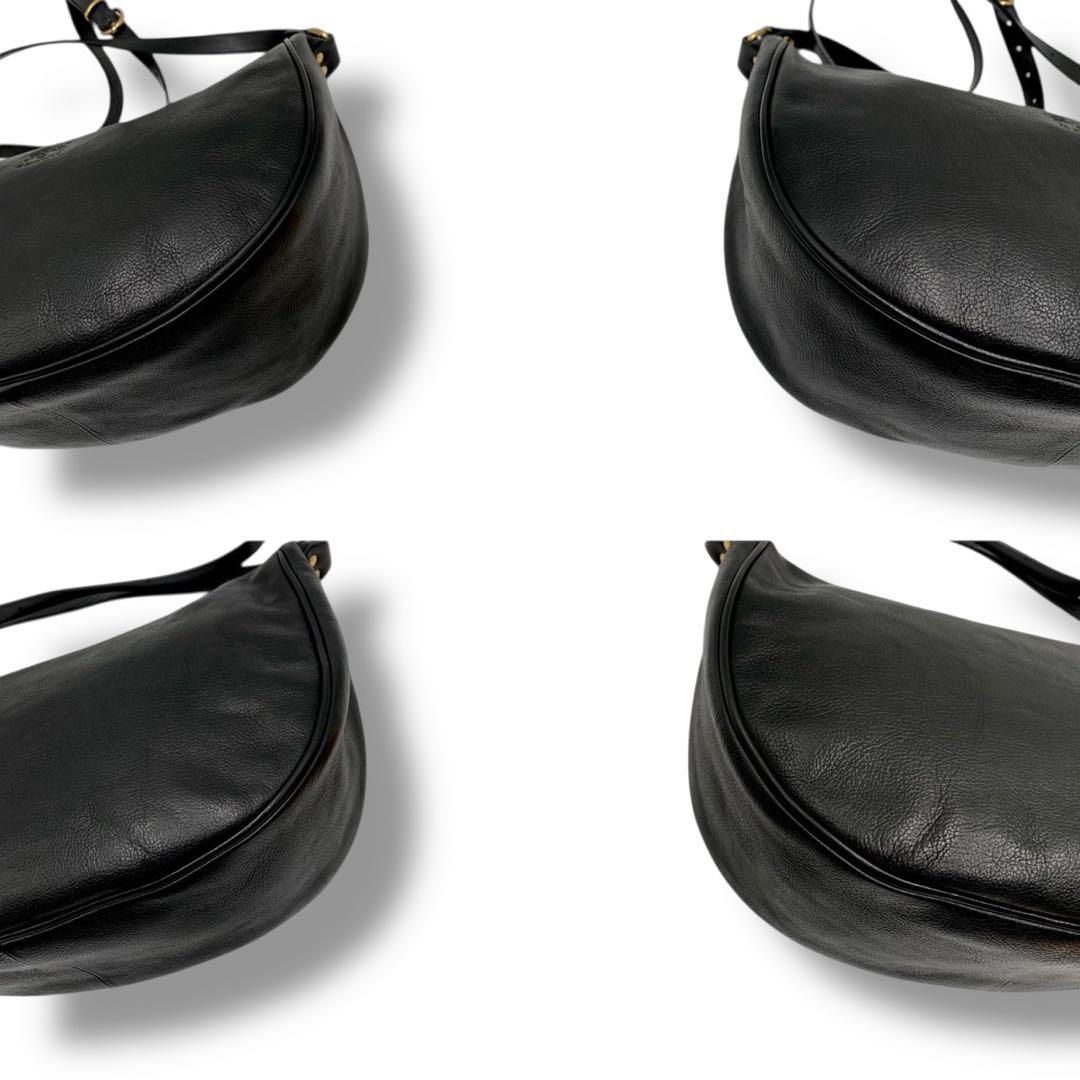 美品✨イルビゾンテ ショルダーバッグ ハーフムーン レザー 黒 保存袋付