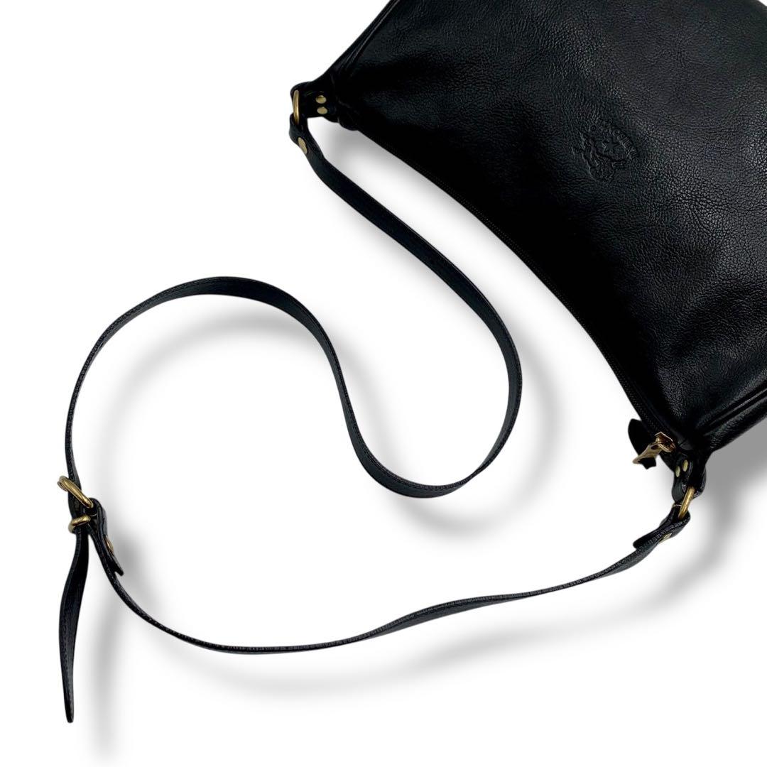 美品✨イルビゾンテ ショルダーバッグ ハーフムーン レザー 黒 保存袋付