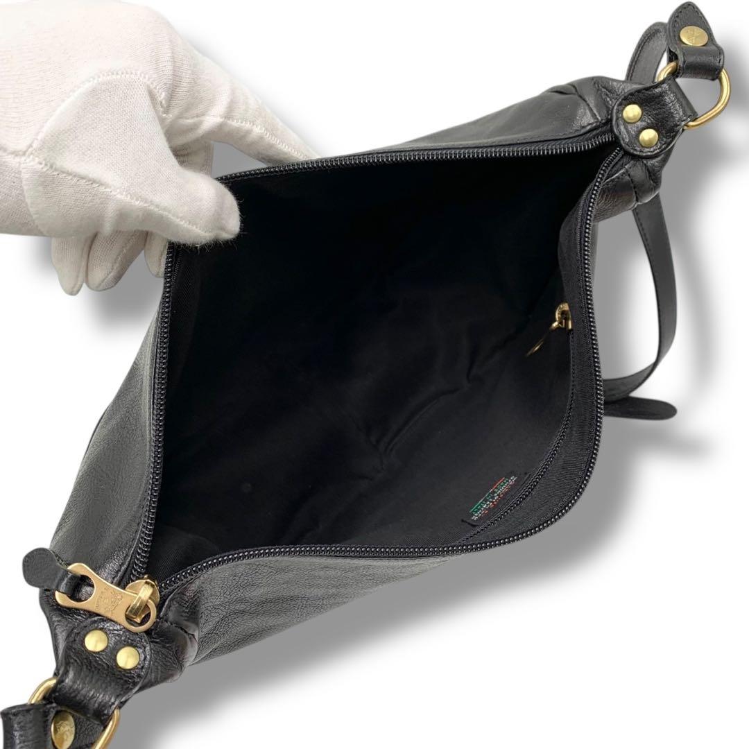 美品✨イルビゾンテ ショルダーバッグ ハーフムーン レザー 黒 保存袋付