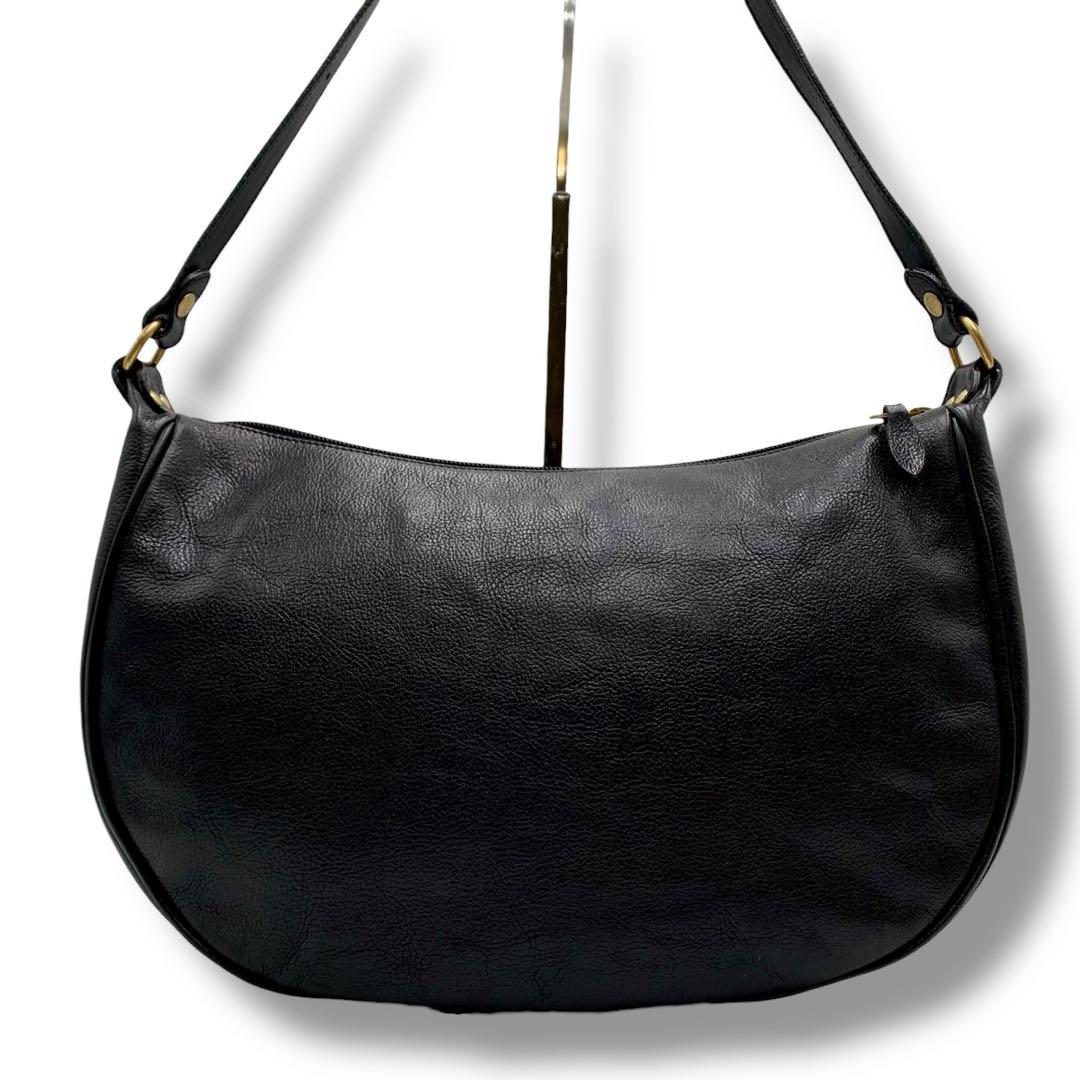 美品✨イルビゾンテ ショルダーバッグ ハーフムーン レザー 黒 保存袋付