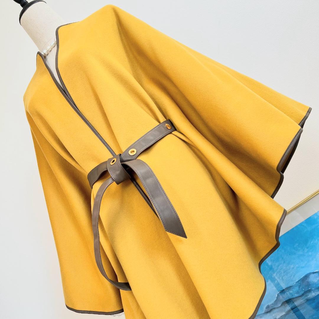v*e様 ★LOROPIANA★美品★カシミヤ100★羊革ベルト★ケープ★コート