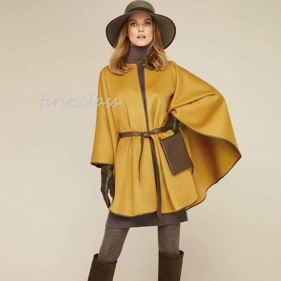 v*e様 ★LOROPIANA★美品★カシミヤ100★羊革ベルト★ケープ★コート