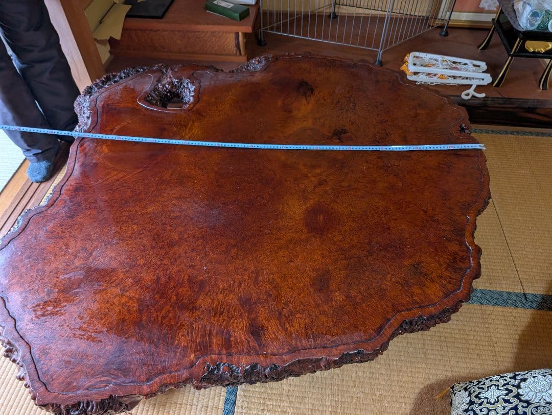 天然木製 光沢座卓