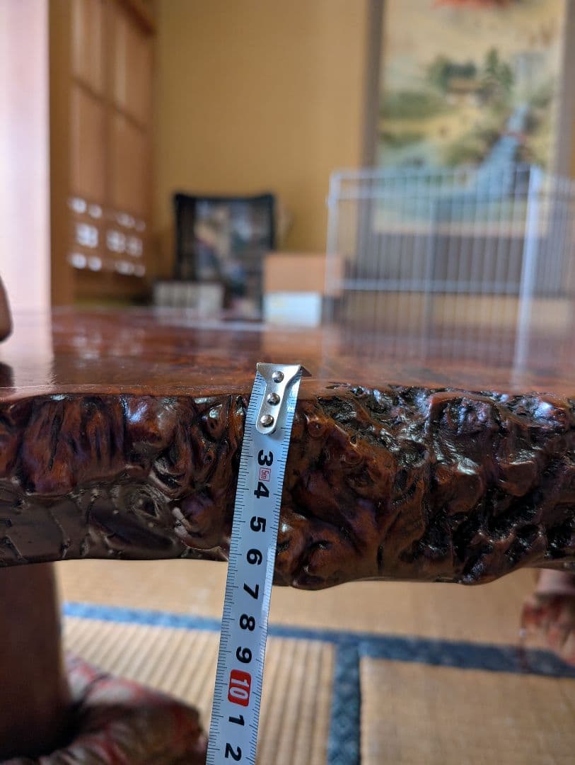 天然木製 光沢座卓