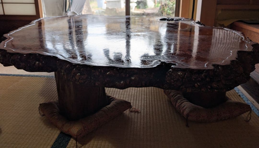 天然木製 光沢座卓