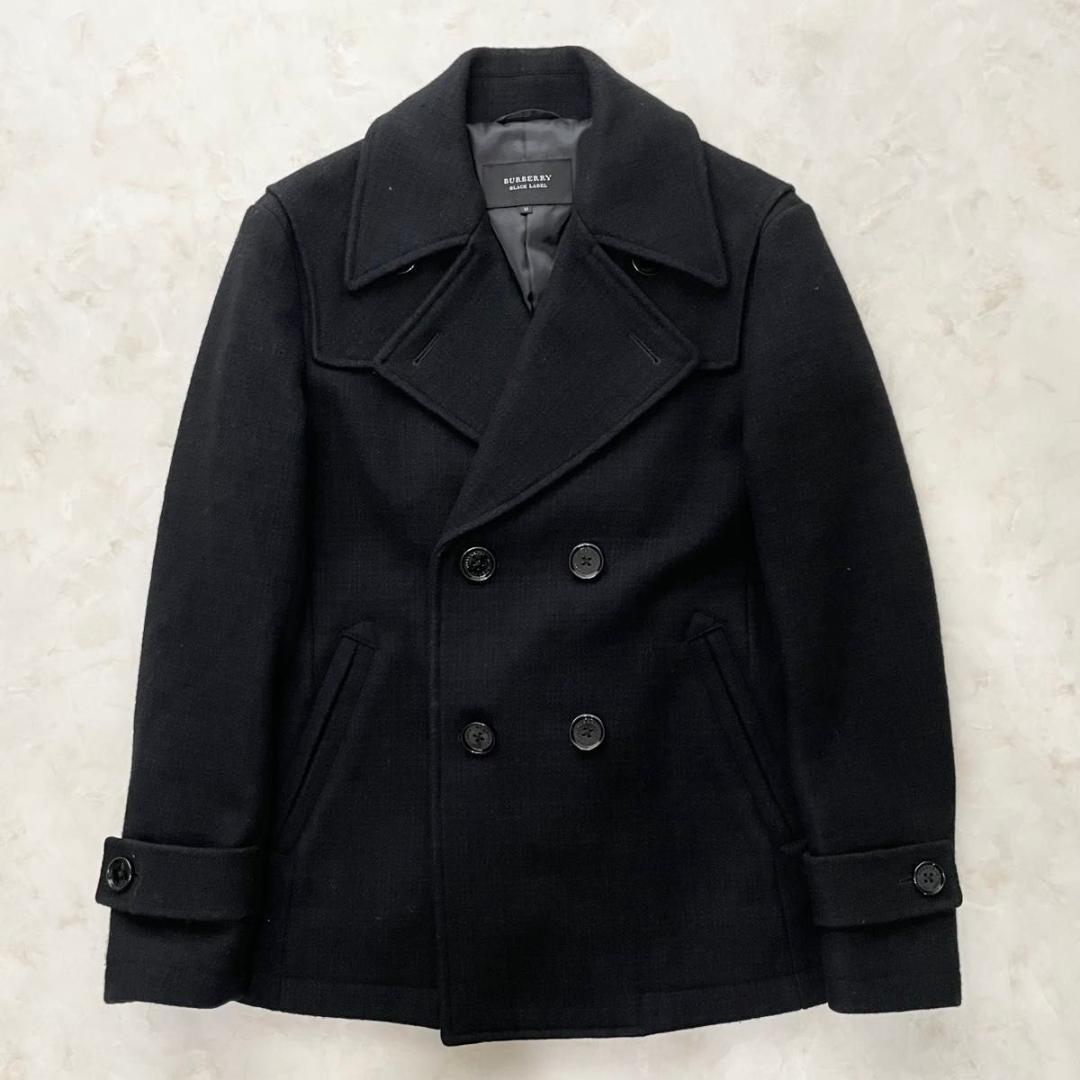 BURBERRY BLACK LABEL Pコート ブラック メンズ M　ウール