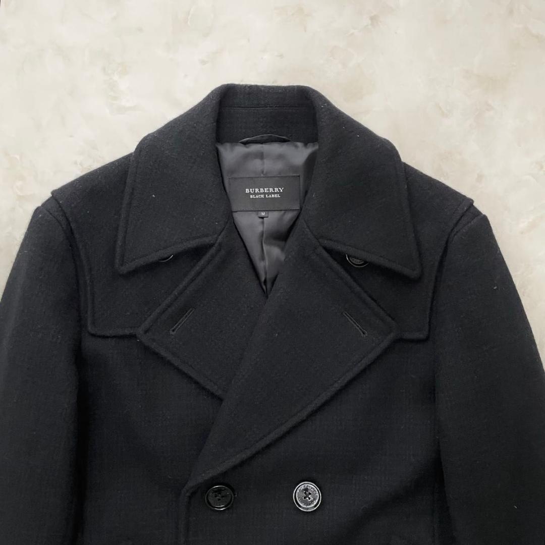 BURBERRY BLACK LABEL Pコート ブラック メンズ M　ウール