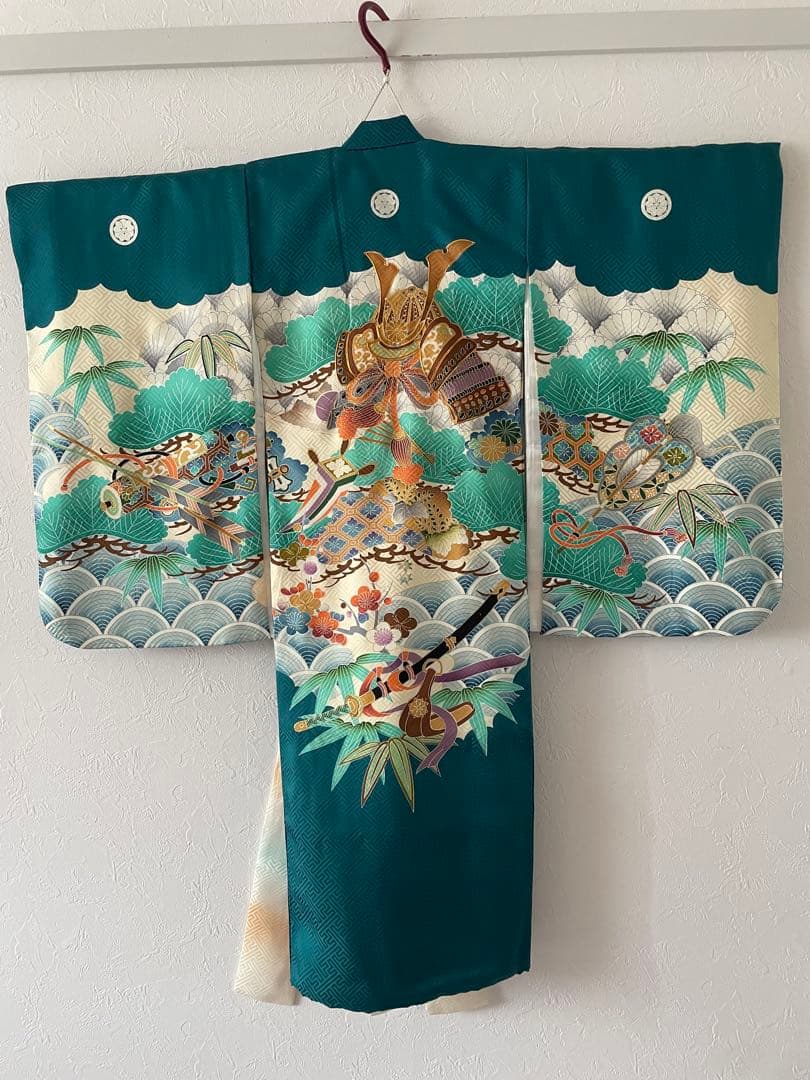 七五三　3歳　アンティークお着物セット　白無地被布コーデ　雪駄またはブーツ