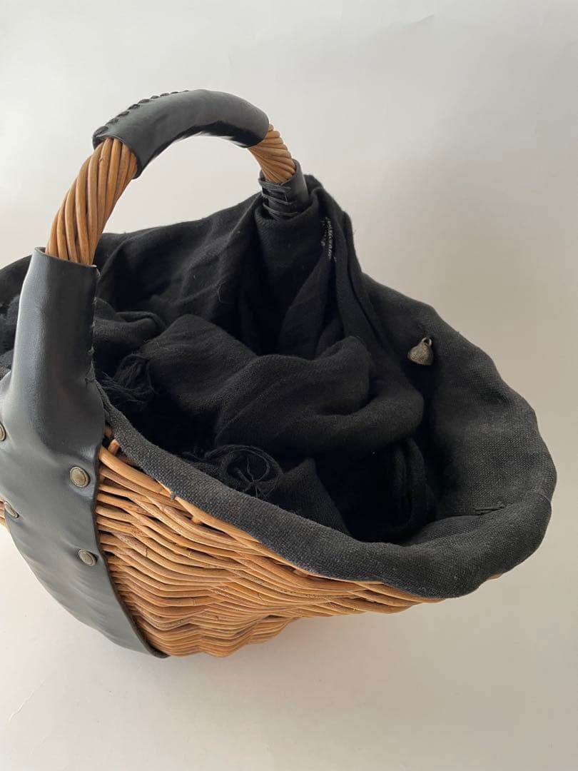 エバゴス ebagos 一本手 かごバッグ 黒 オイルショルダー