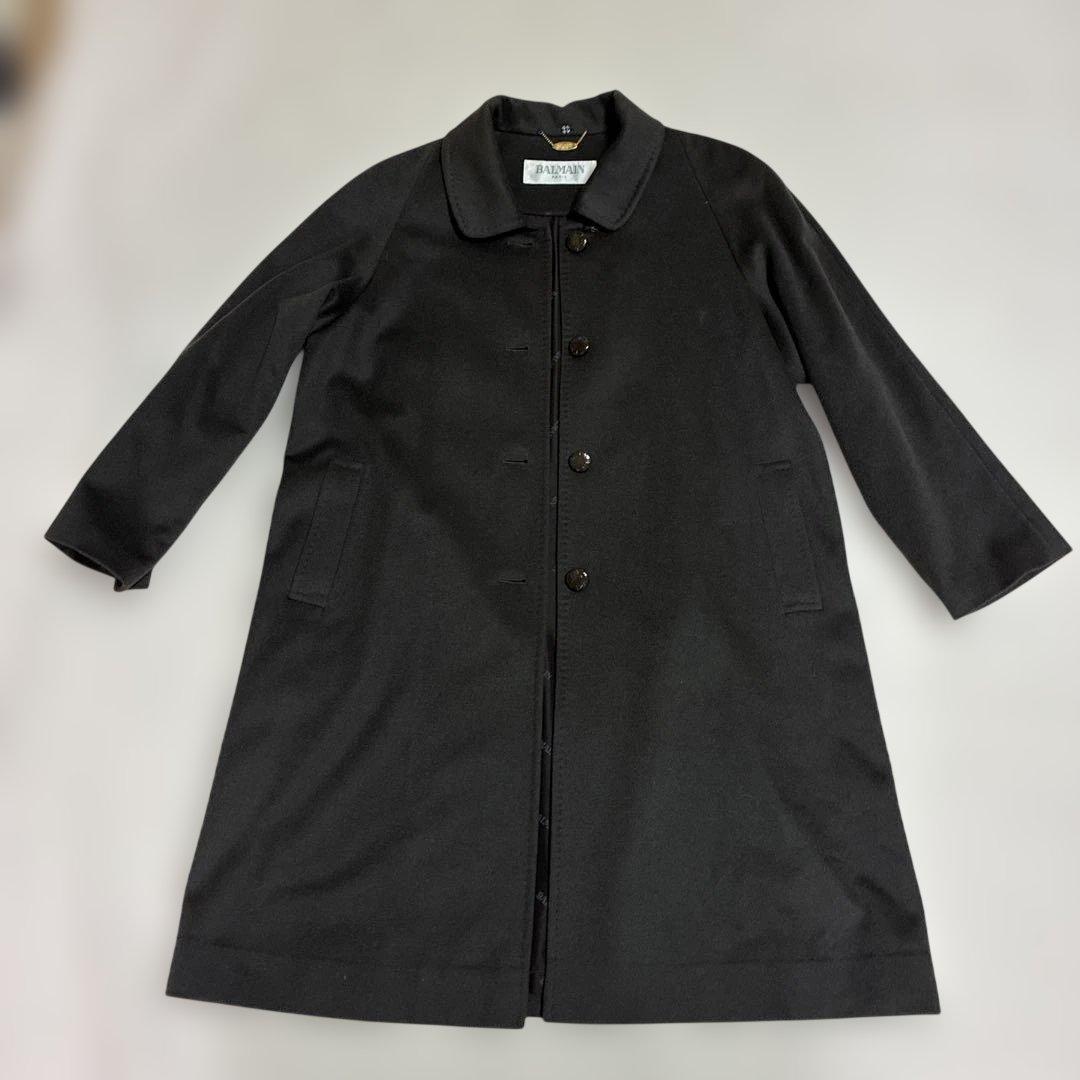 BALMAIN ダークブラウン ロングコート（裏シルク）