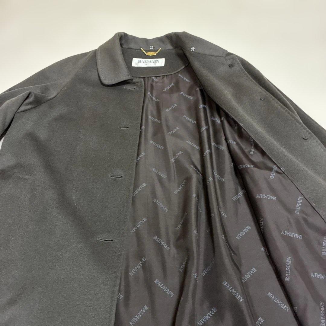 BALMAIN ダークブラウン ロングコート（裏シルク）