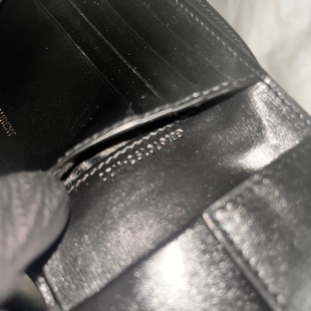 サンローラン 二つ折り財布 小銭入れ付 YSL 610193 ブラック×ゴールド