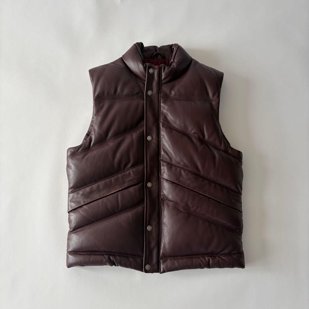 00’s Supreme Leather Puffy Vest / M