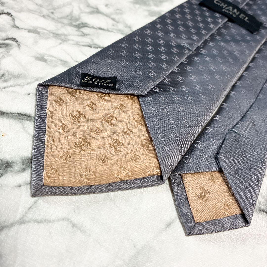 ✨美品✨CHANEL 全面ココマーク　シルバー　ネクタイ
