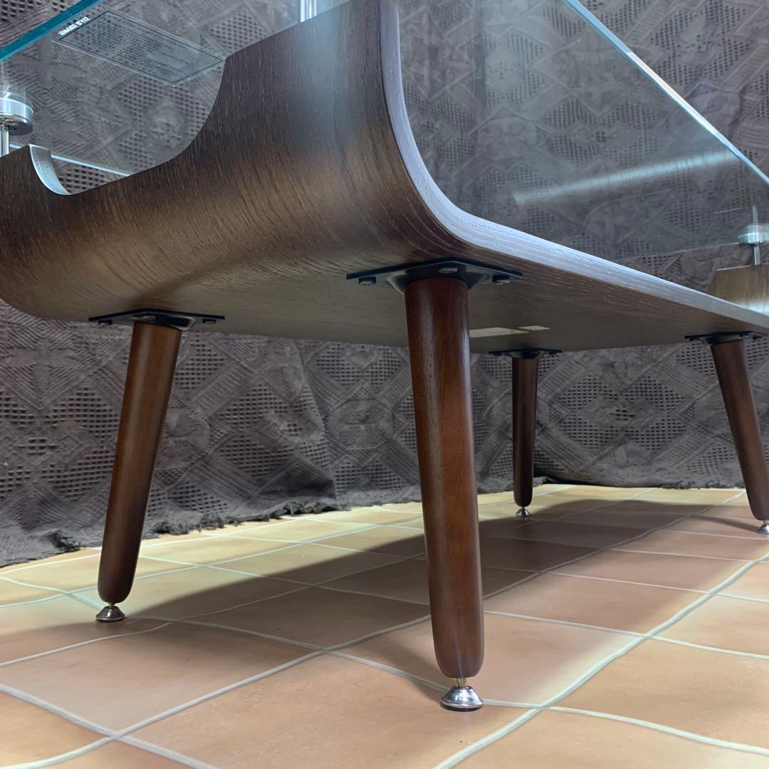 【美品】北欧風 センターテーブル ニトリ 曲げ木 プライウッド ガラステーブル