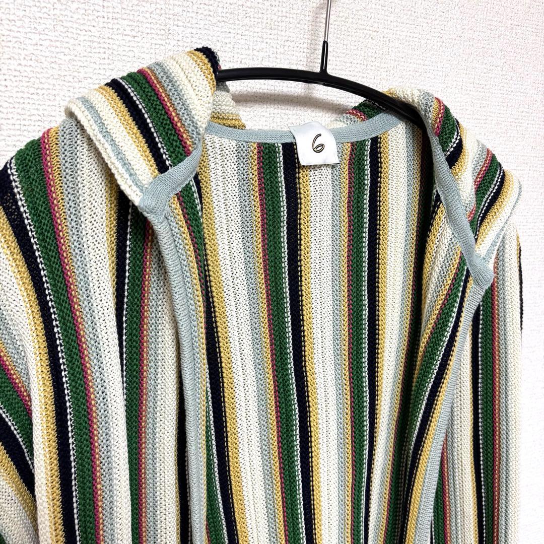 6(ROKU)◆COTTON MULTI STRIPE HOODIE