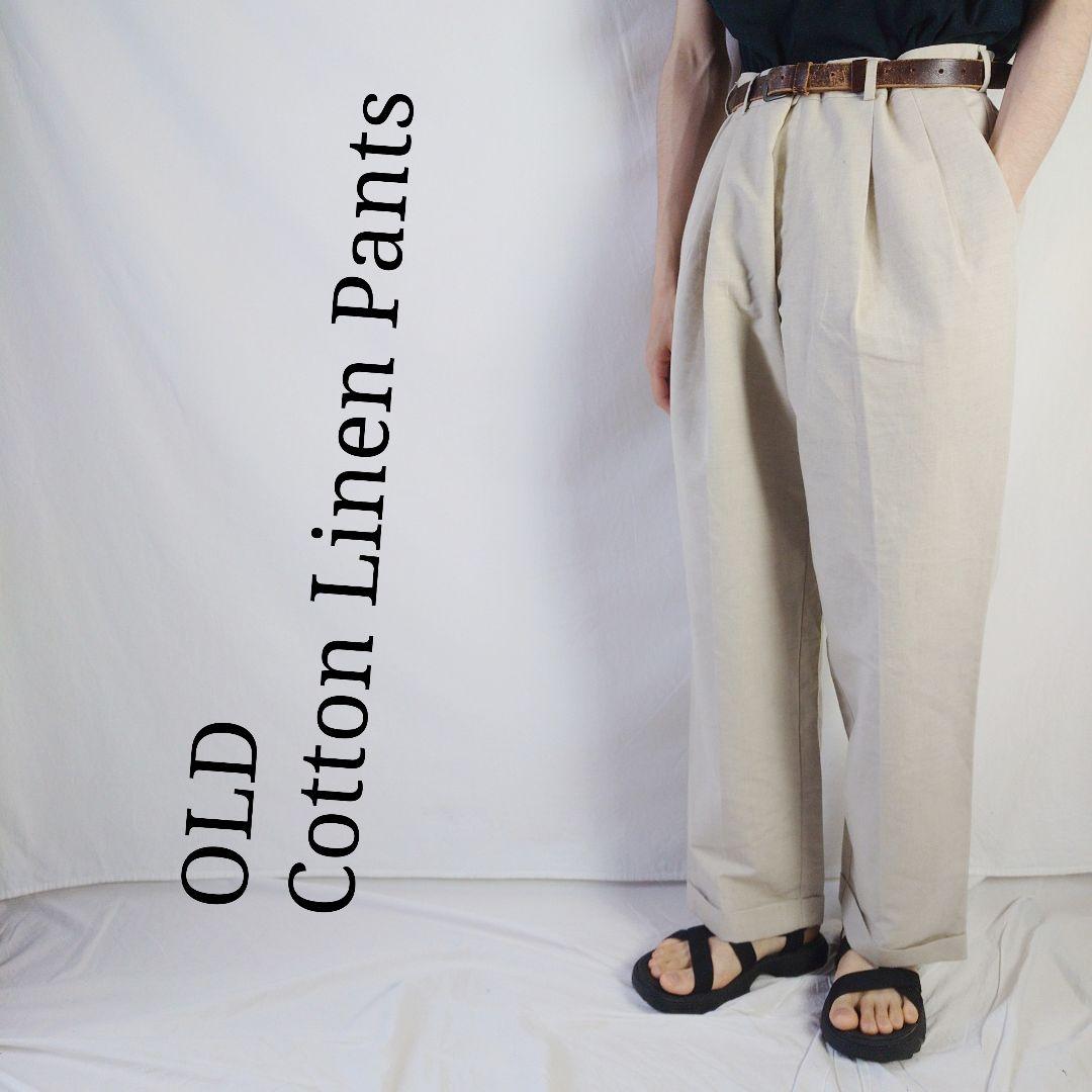 【90～00s】perry ellis コットンリネンパンツ 古着 ワイド