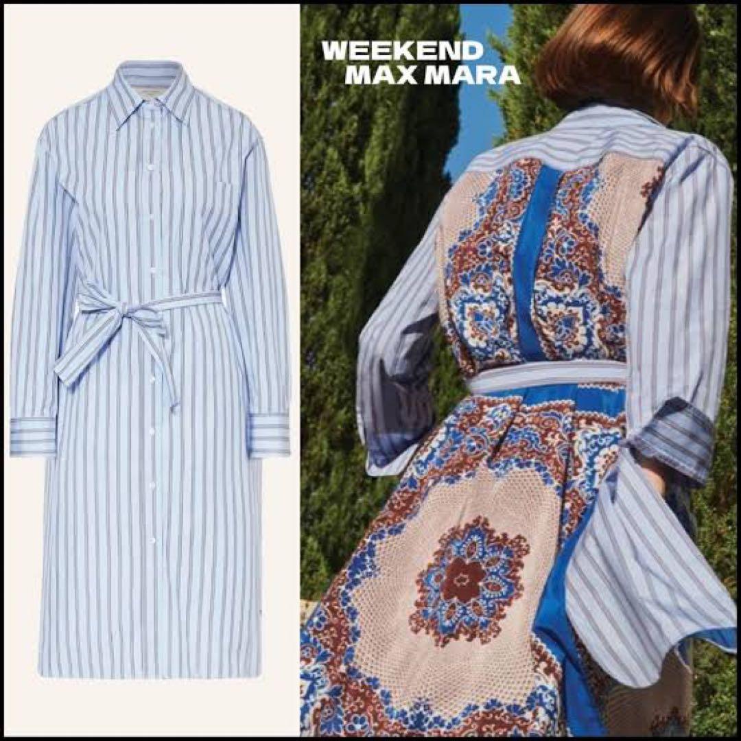 WEEKEND Max Mara EDIPOストライプペイズリーシャツドレス36