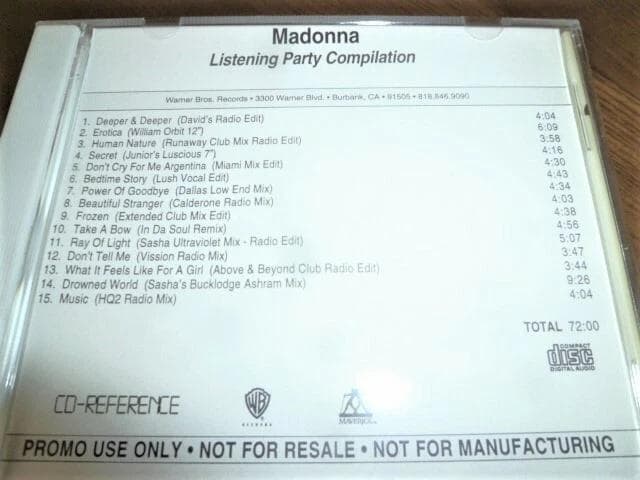 洋楽 Madonna GHV2 Listening Party Compilation