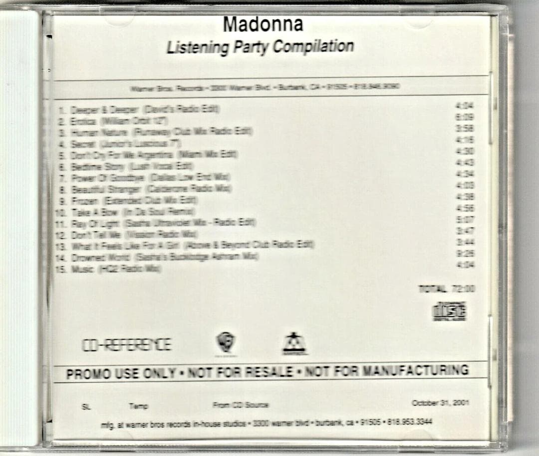 洋楽 Madonna GHV2 Listening Party Compilation