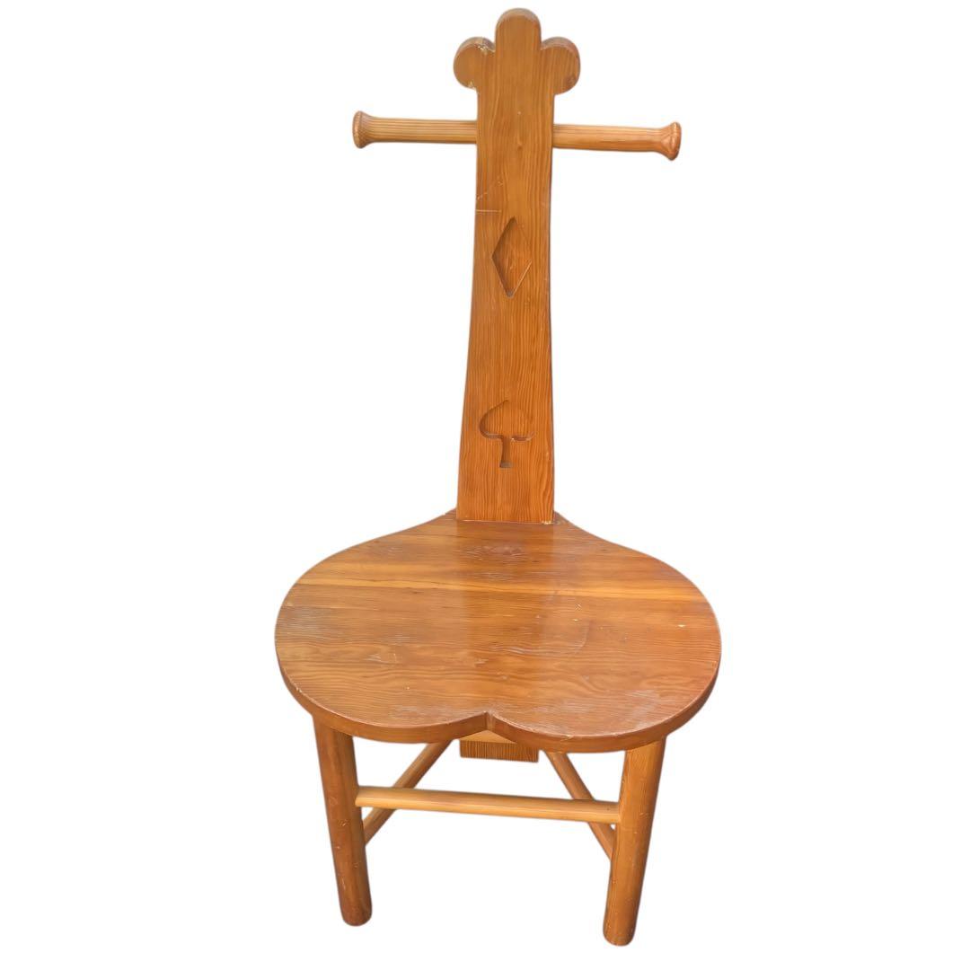 希少　レトロ　無垢材　ヴィンテージ　カフェ　店舗什器　ハイバックチェア　ユニーク