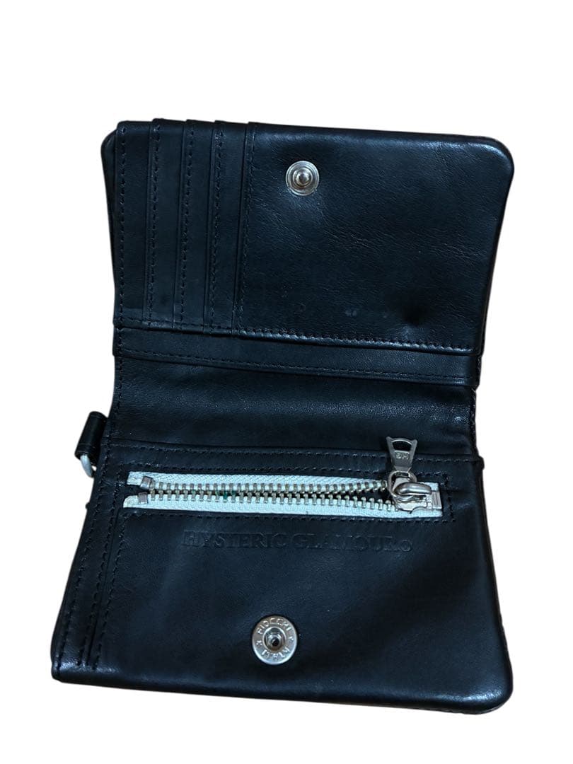 ヒステリックグラマーHysteric GLamour スタッズ付き黒二つ折り財布