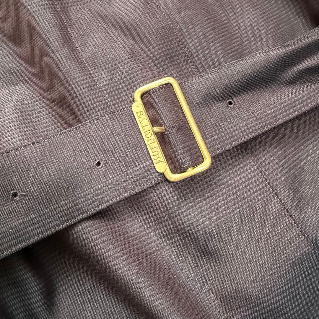 希少極美品　バーバリー　トレンチコート　金タグ　チェック総柄　ボルドー裏地　絹