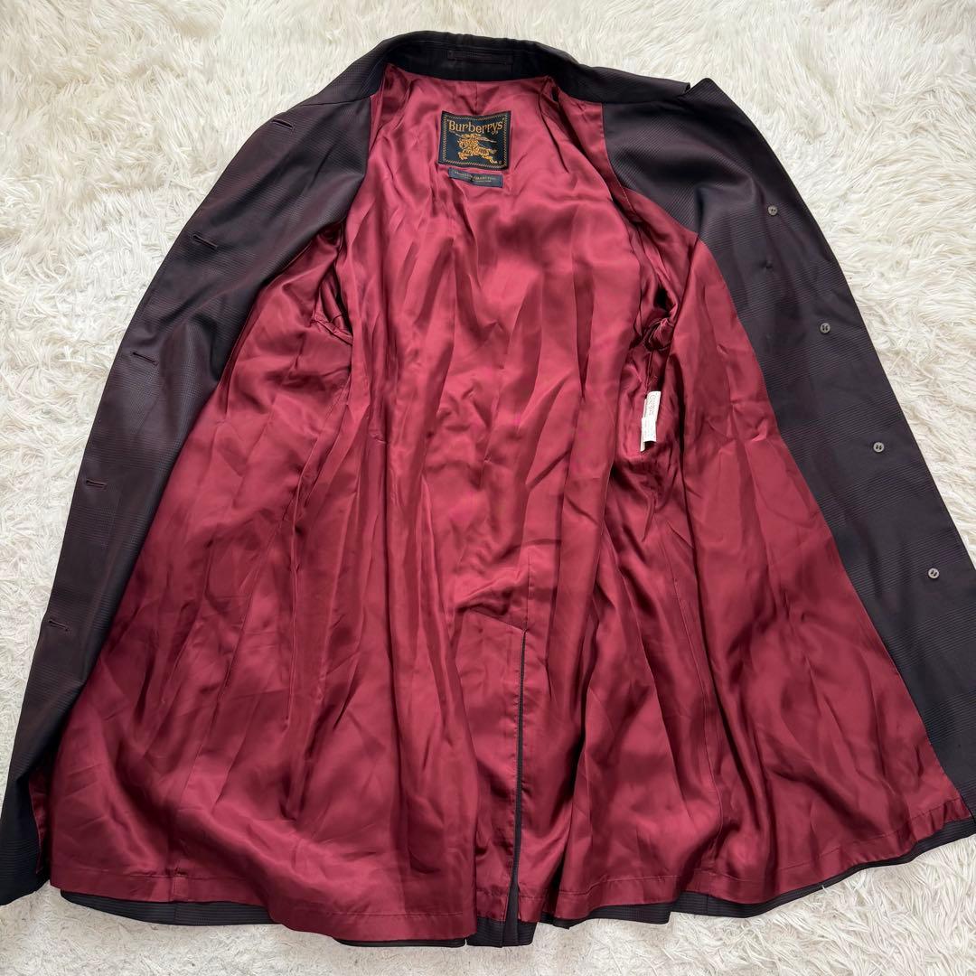 希少極美品　バーバリー　トレンチコート　金タグ　チェック総柄　ボルドー裏地　絹