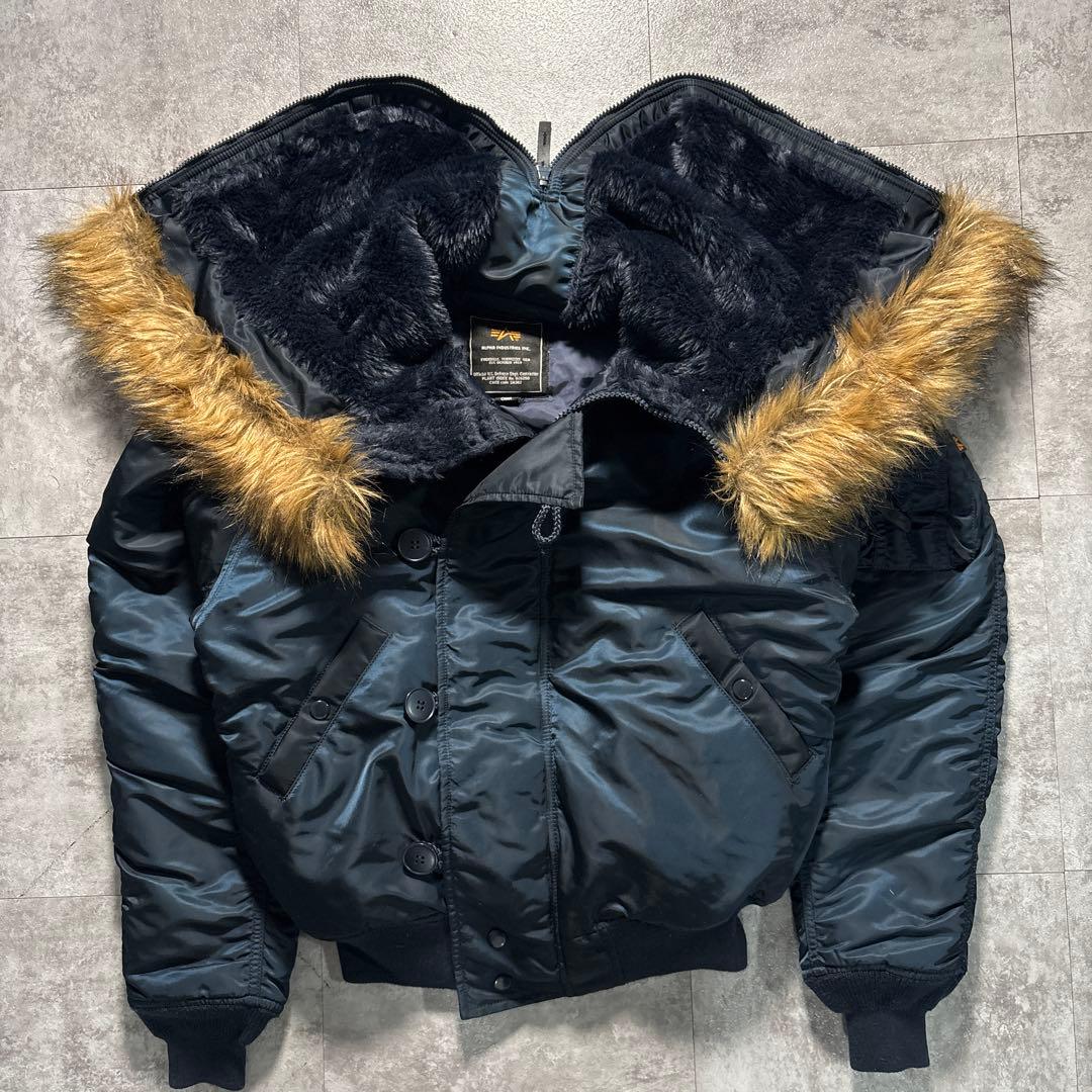極美品　alpha n2b flight jacket 短丈　ネイビー　紺色