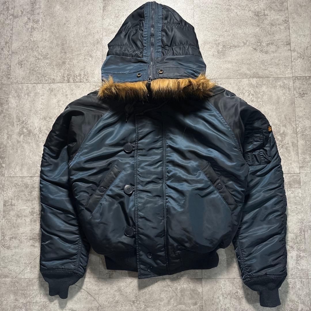 極美品　alpha n2b flight jacket 短丈　ネイビー　紺色