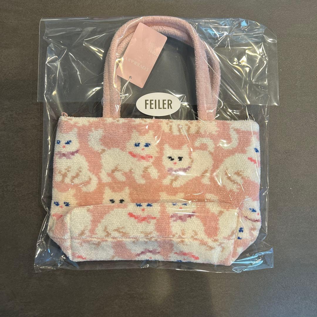 フェイラー　ラブラリー　モフモフネコチャン　バッグ　ピンク