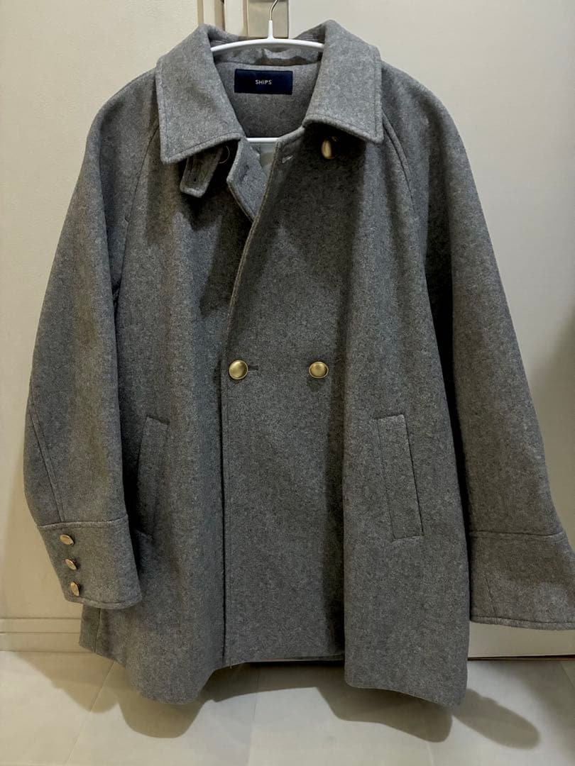 SHIPS ウール ライク ジャージー メルトン 2WAY Pコート