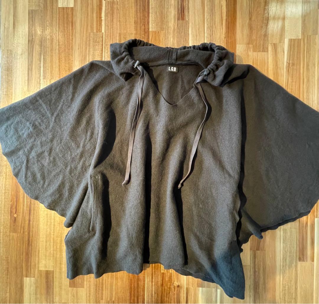 ルグランブルー　ポンチョ　LGB　フード　ウール100%　Y2K グランジ