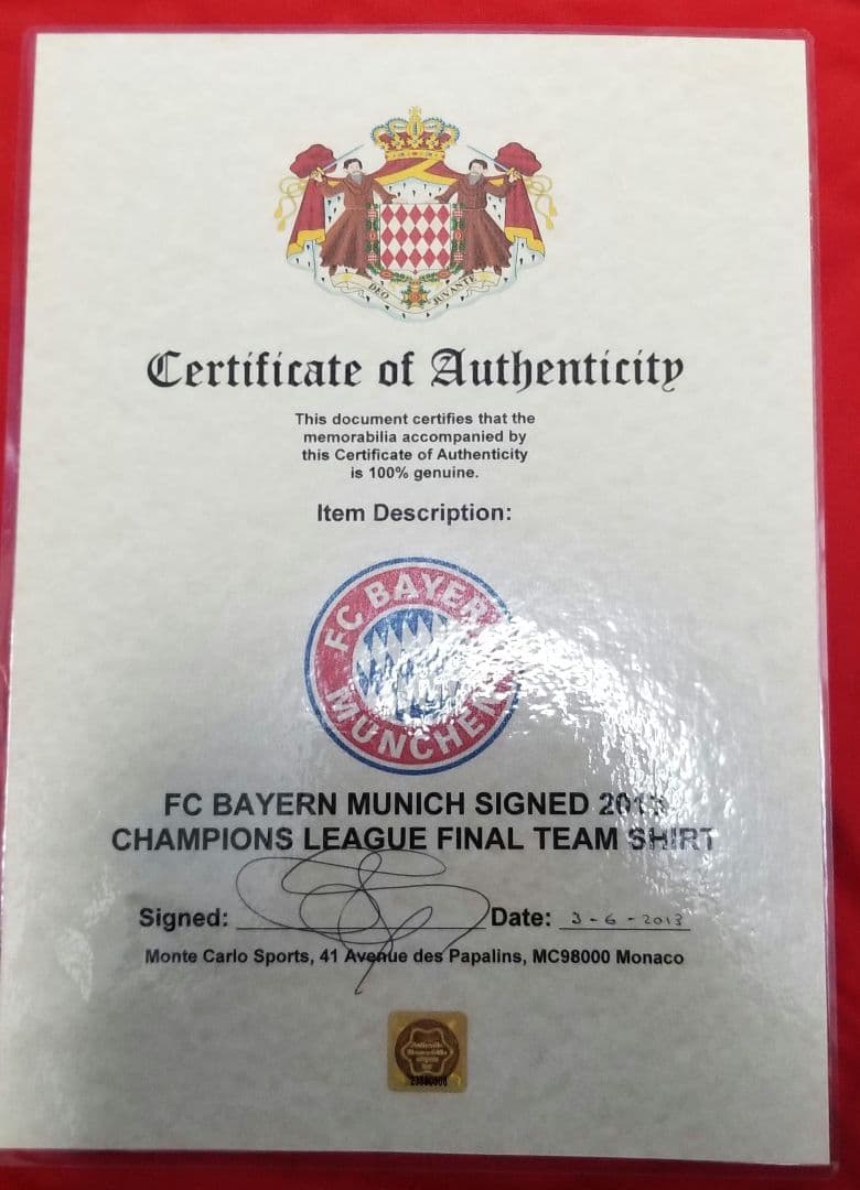 ノイアー　ラーム　ミュラー　リベリー　ロッベン　マリオゴメス　直筆サイン　サイン