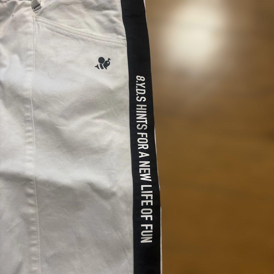 8YARDS ハチヤーズ ストレッチ ゴルフパンツ 白×黒 XL